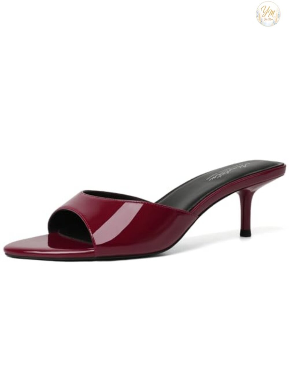Kitten Heels Pointed Toe Faux Leather Mules Slip On Dress Sandals